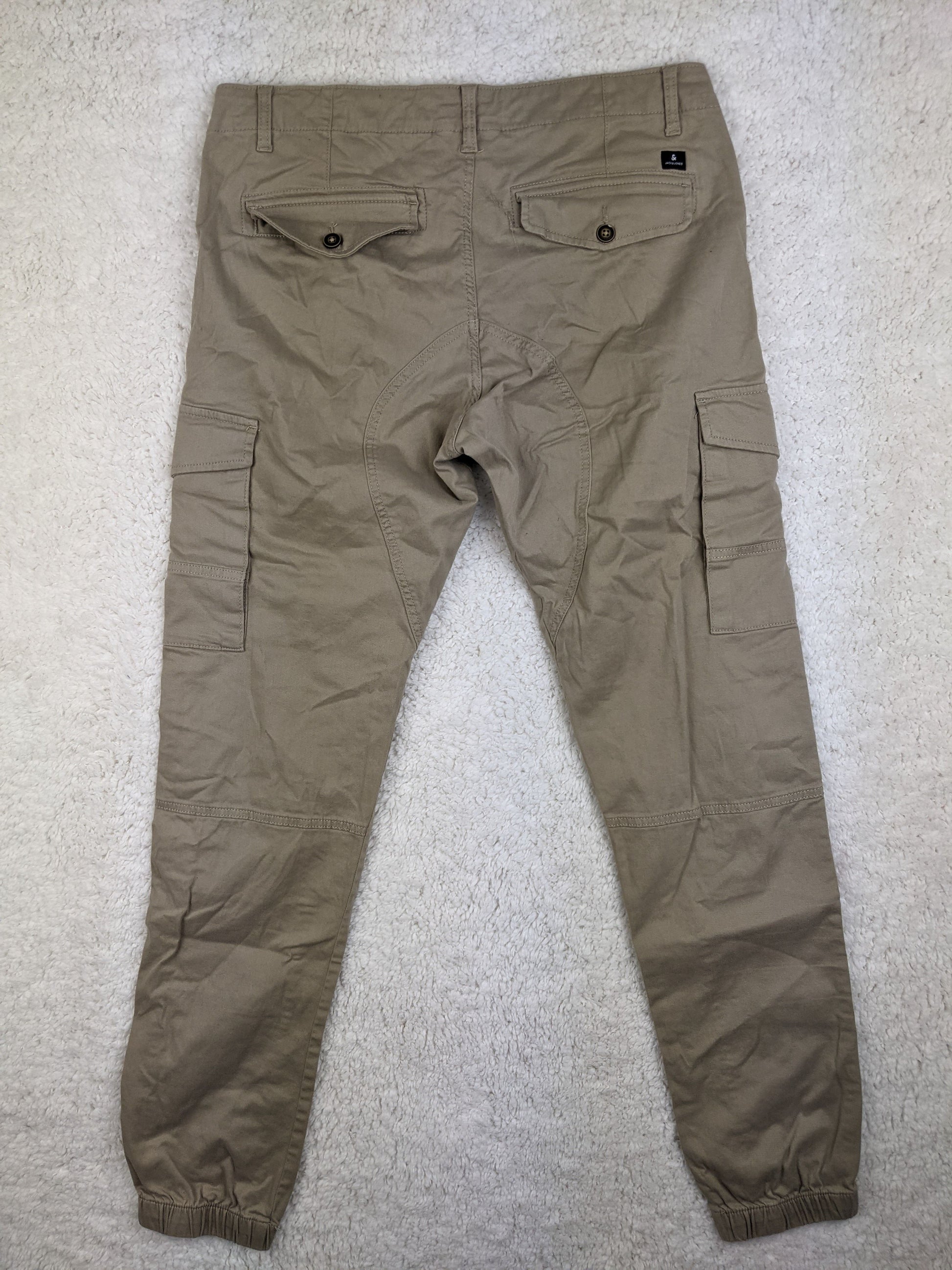 Back view of Jack & Jones khaki cargo pants