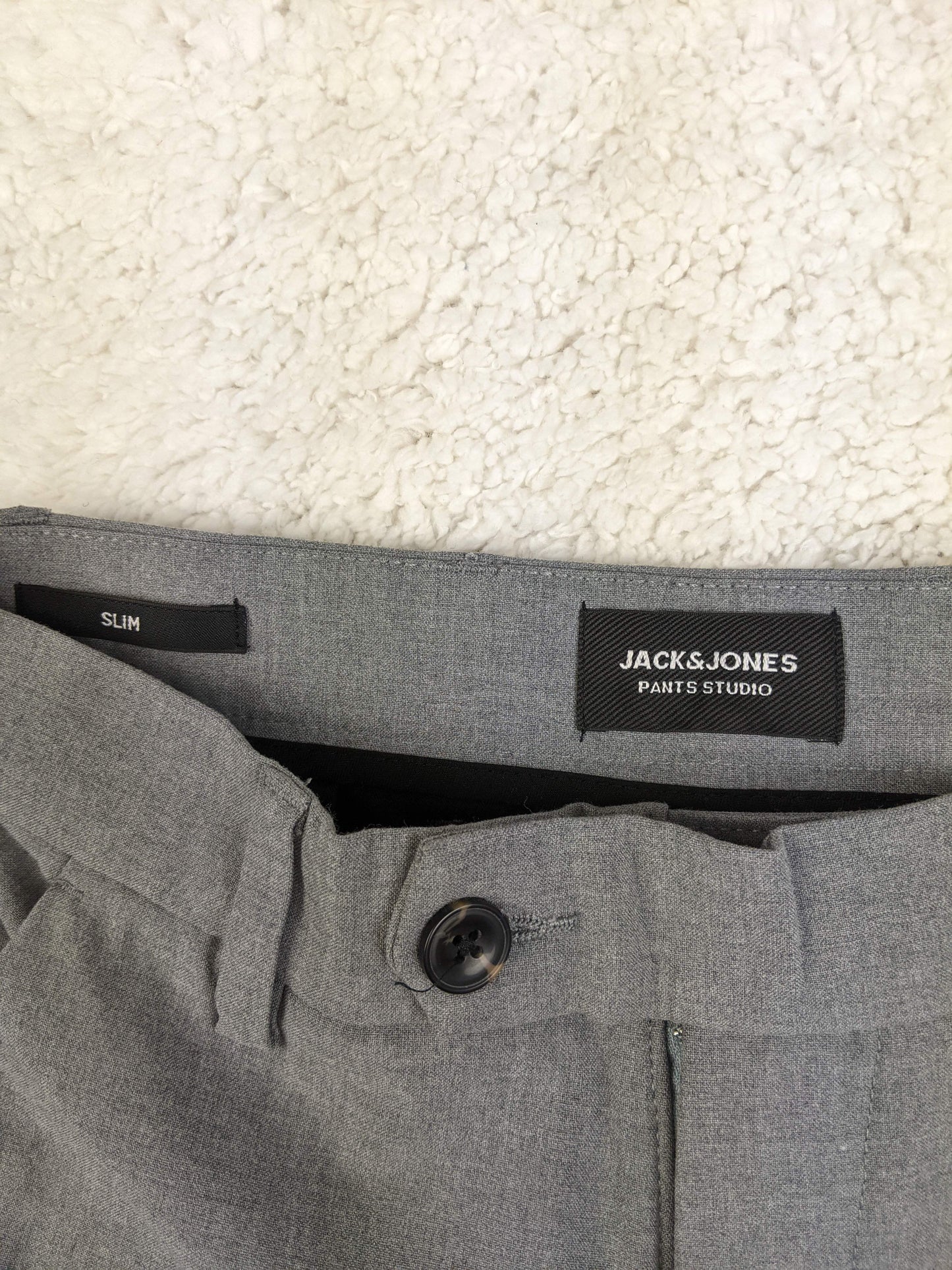 Close-up of Jack & Jones label on pants