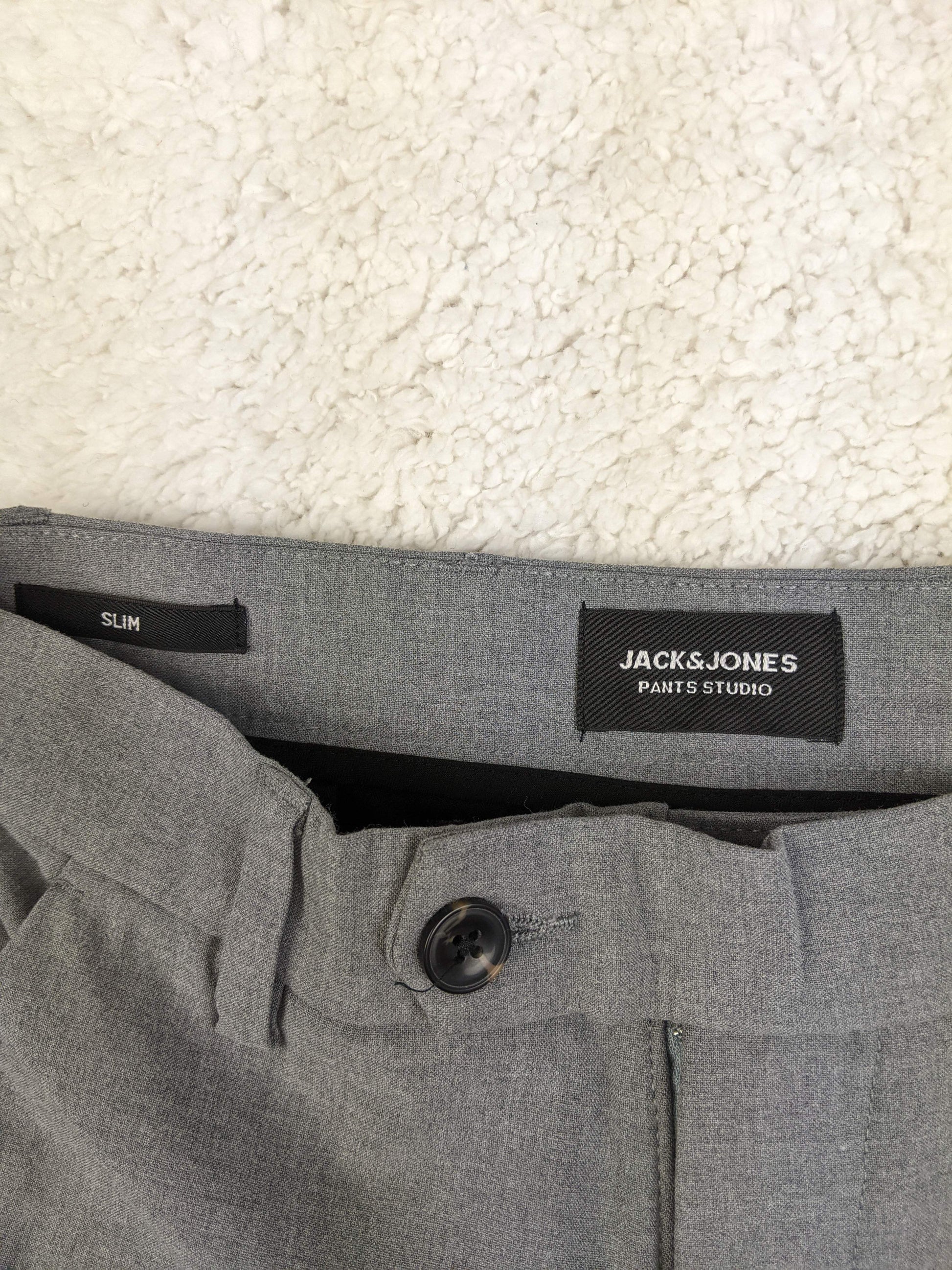 Close-up of Jack & Jones label on pants