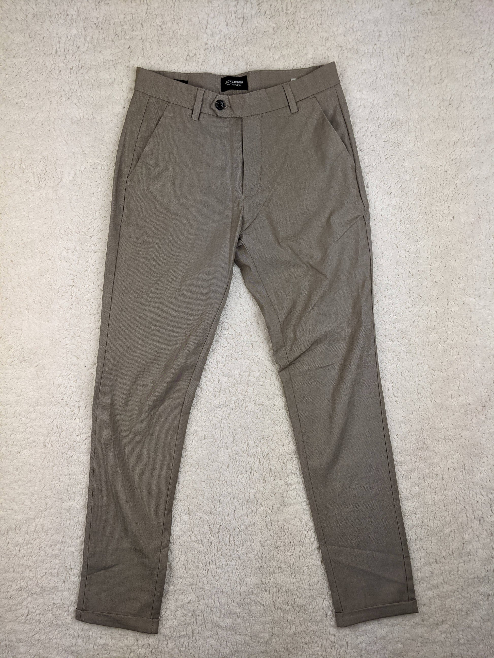 Front view of Jack & Jones grey trousers