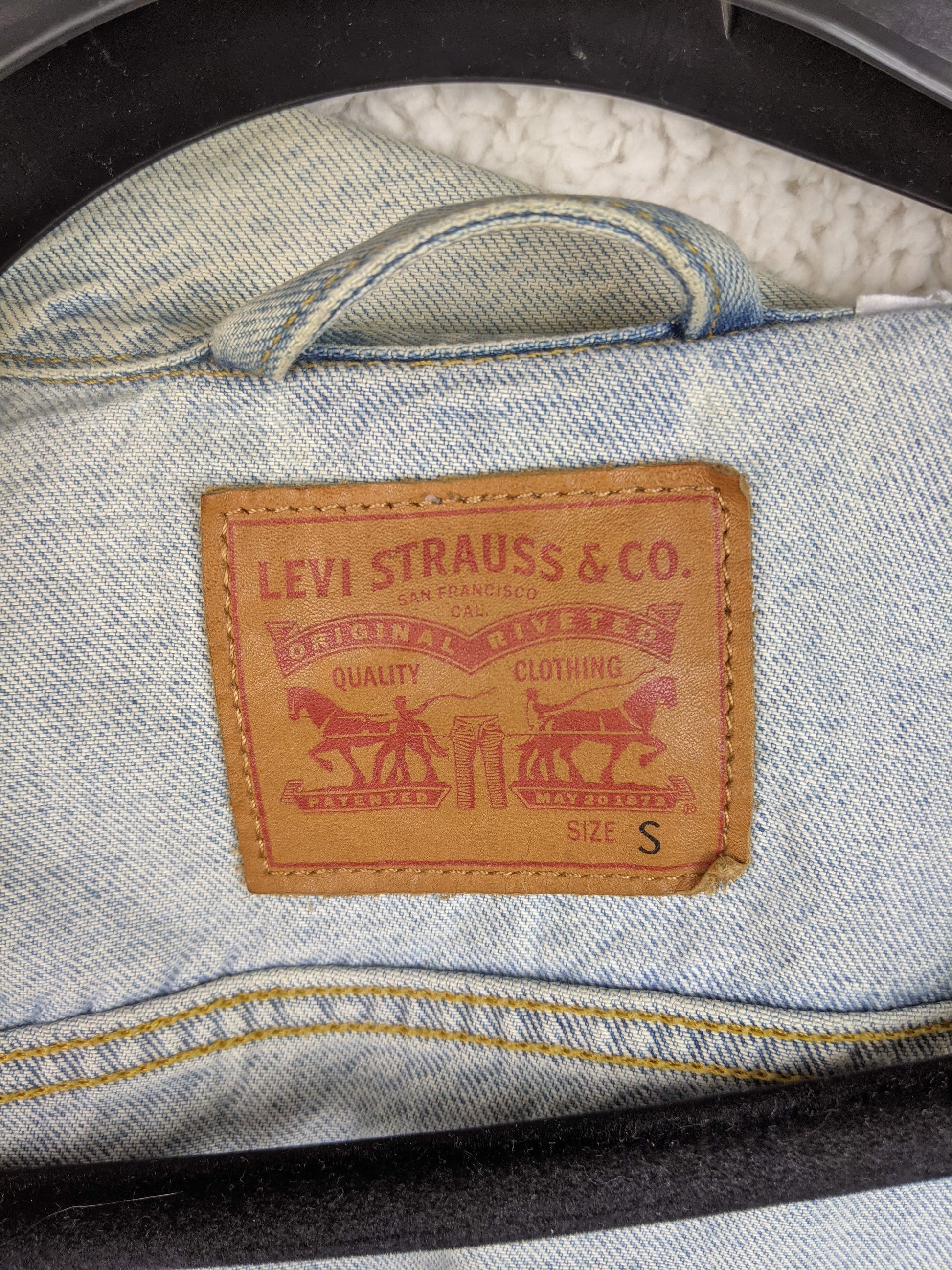 Close-up of Levi's tag on jacket