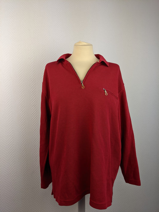 Front view of red long-sleeve sweater