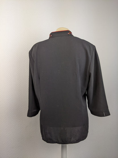 Back view of black Chinese style shirt