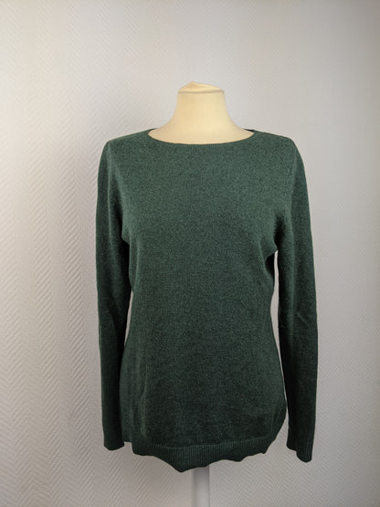 Front view of green cashmere sweater