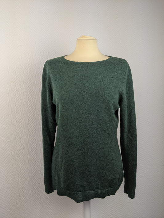 Front view of green cashmere sweater