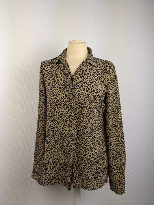 Front view of leopard print blouse