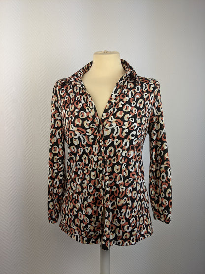Front view of leopard print blouse