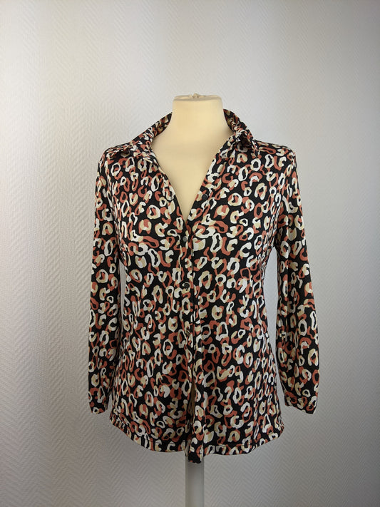 Front view of leopard print blouse
