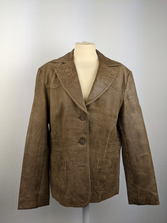 Front view of Arma brown lamb leather jacket