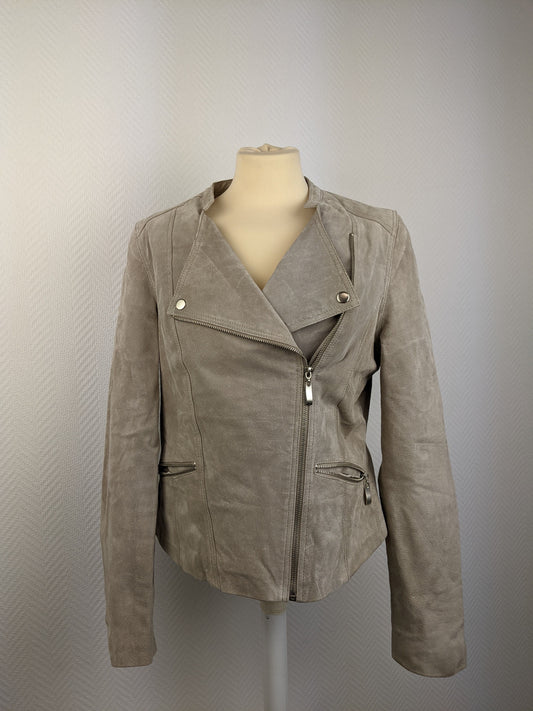 Front view of Hema taupe biker jacket