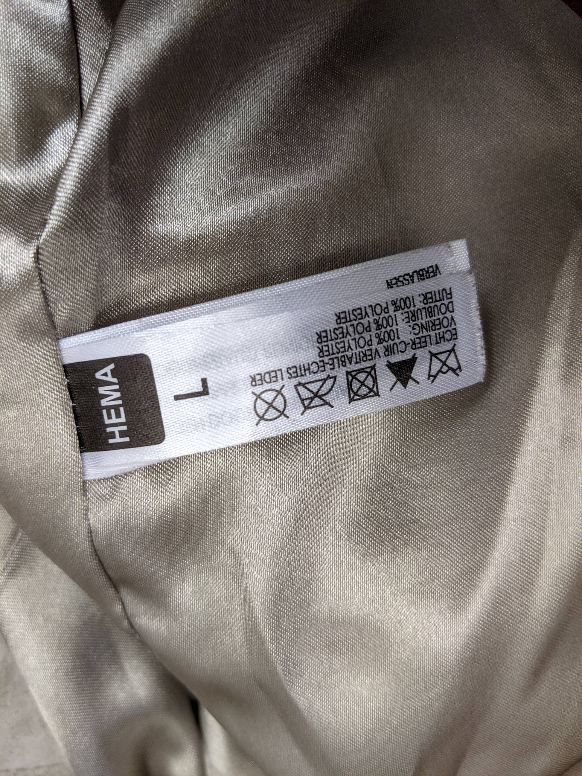 Fabric care label inside Hema jacket
