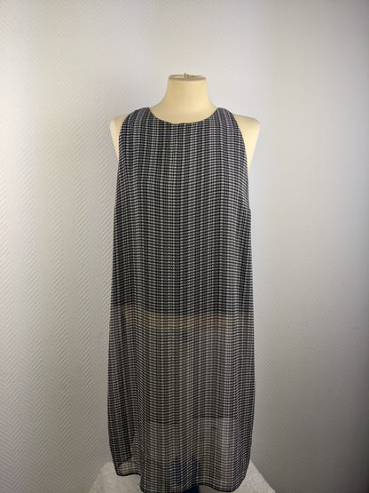 Front view of Atmosphere black and white checked dress