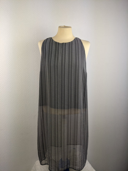 Front view of Atmosphere black and white checked dress