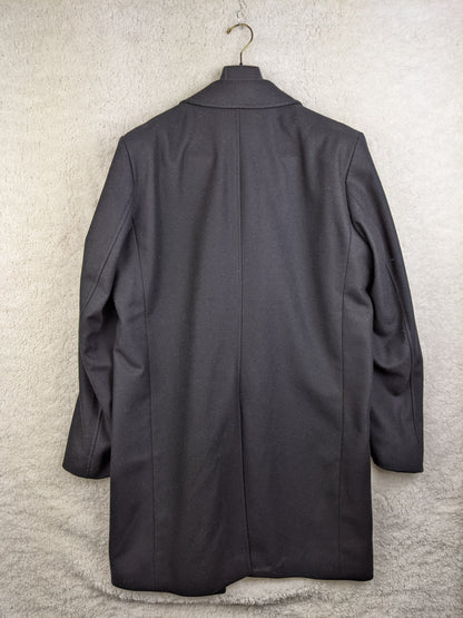 Back view of black de Bijenkorf wool blend coat