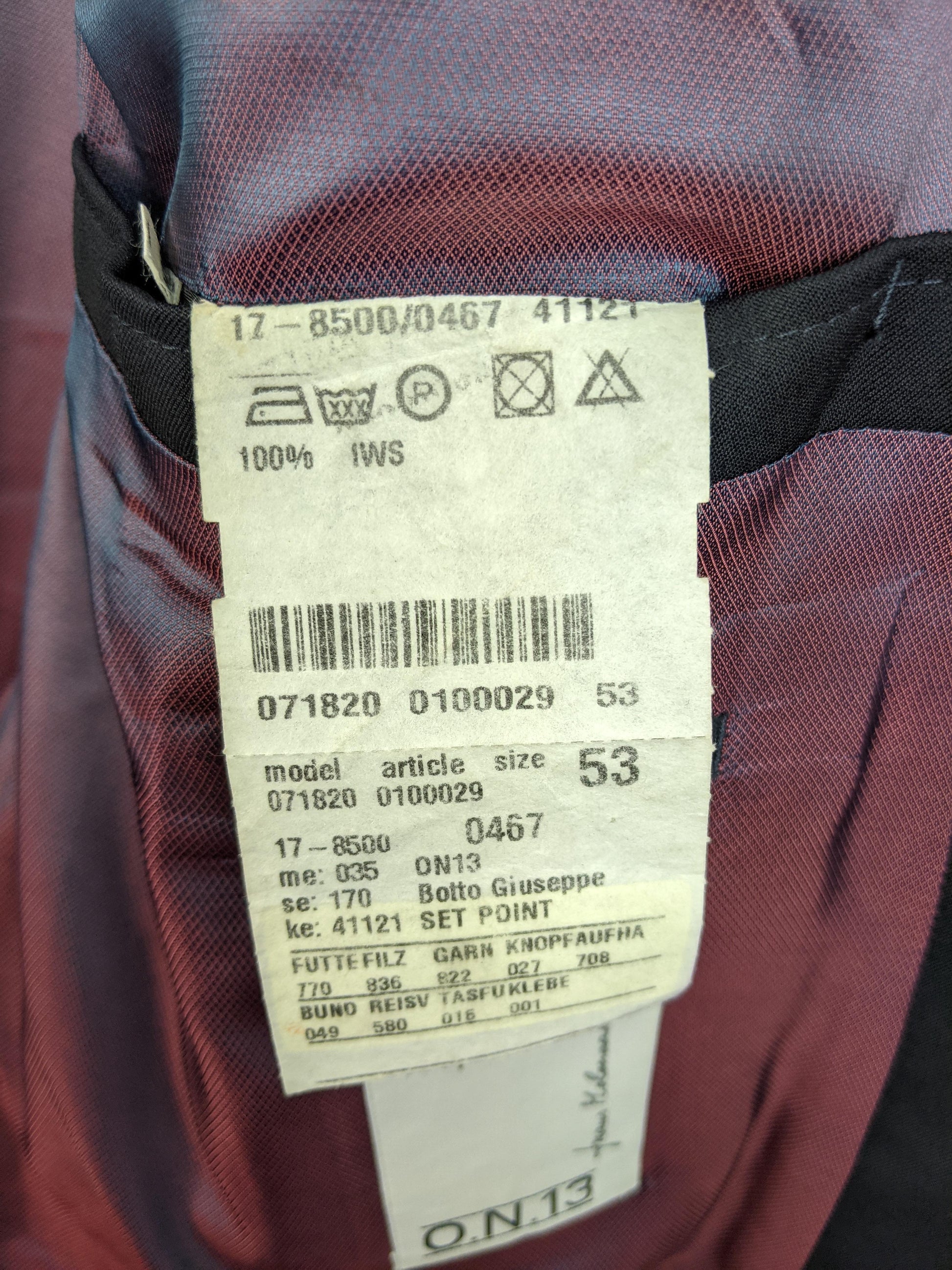 Pants material and care label