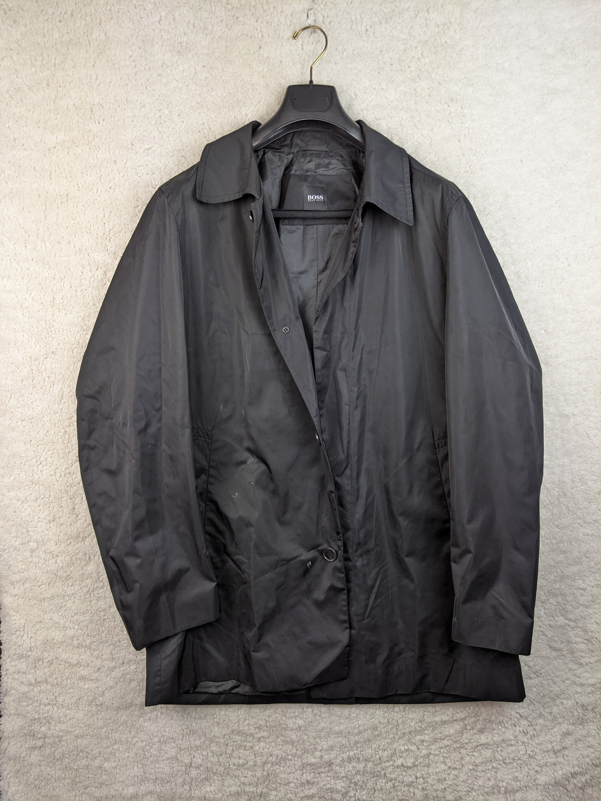 Black Hugo Boss coat front view