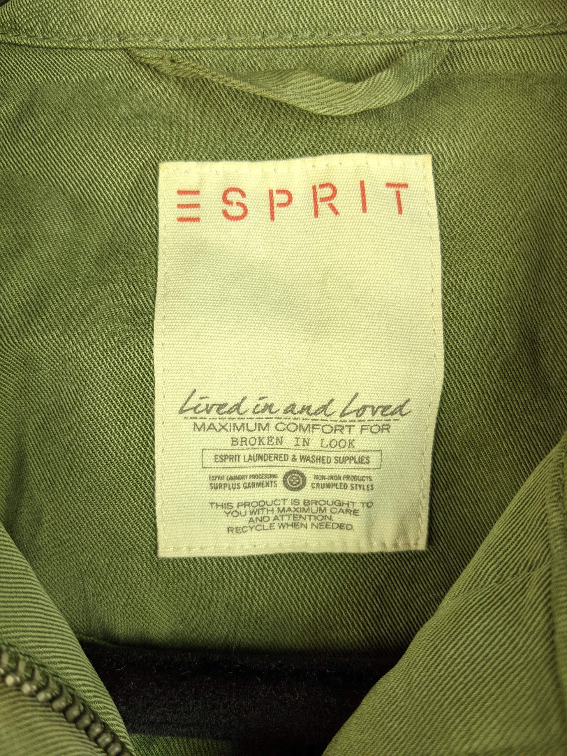 Esprit label on olive green jacket