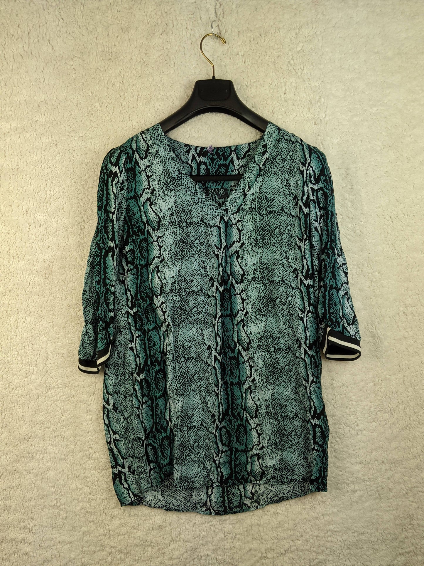 Front view of snake print blouse