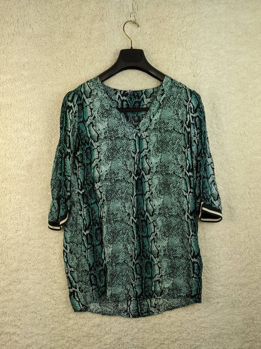 Front view of snake print blouse