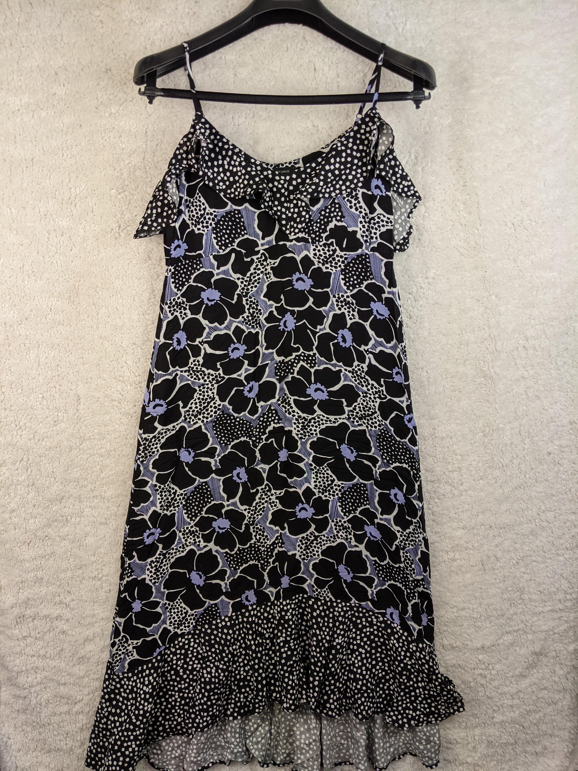 Front view of Yessica black floral midi dress
