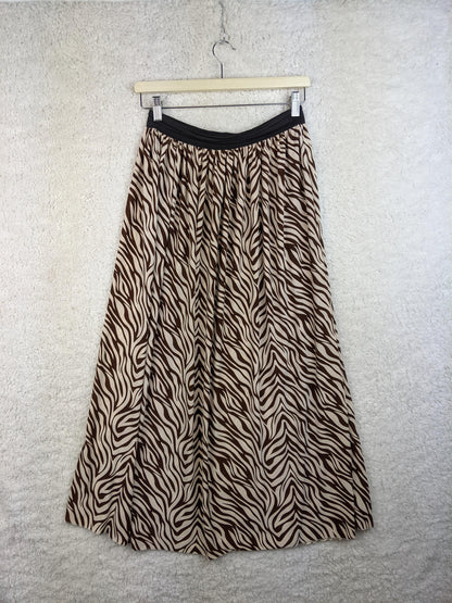 Front view of zebra print maxi skirt
