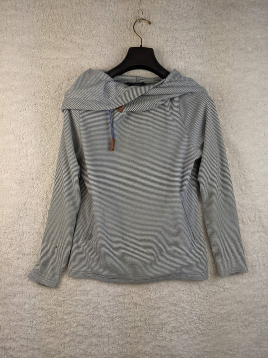 Front view of Ayacucho blue striped hoodie