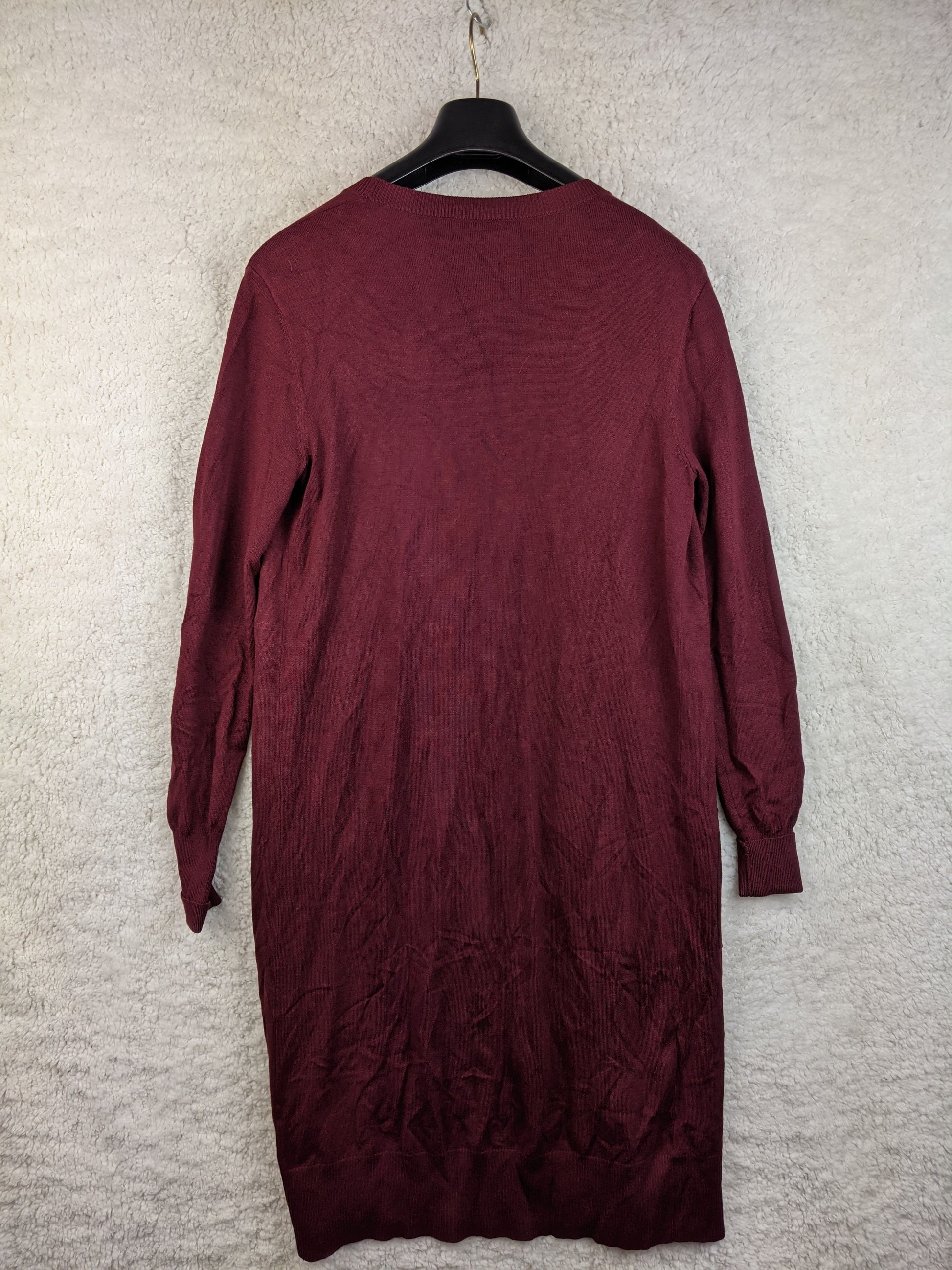 Back view of Norah burgundy long cardigan