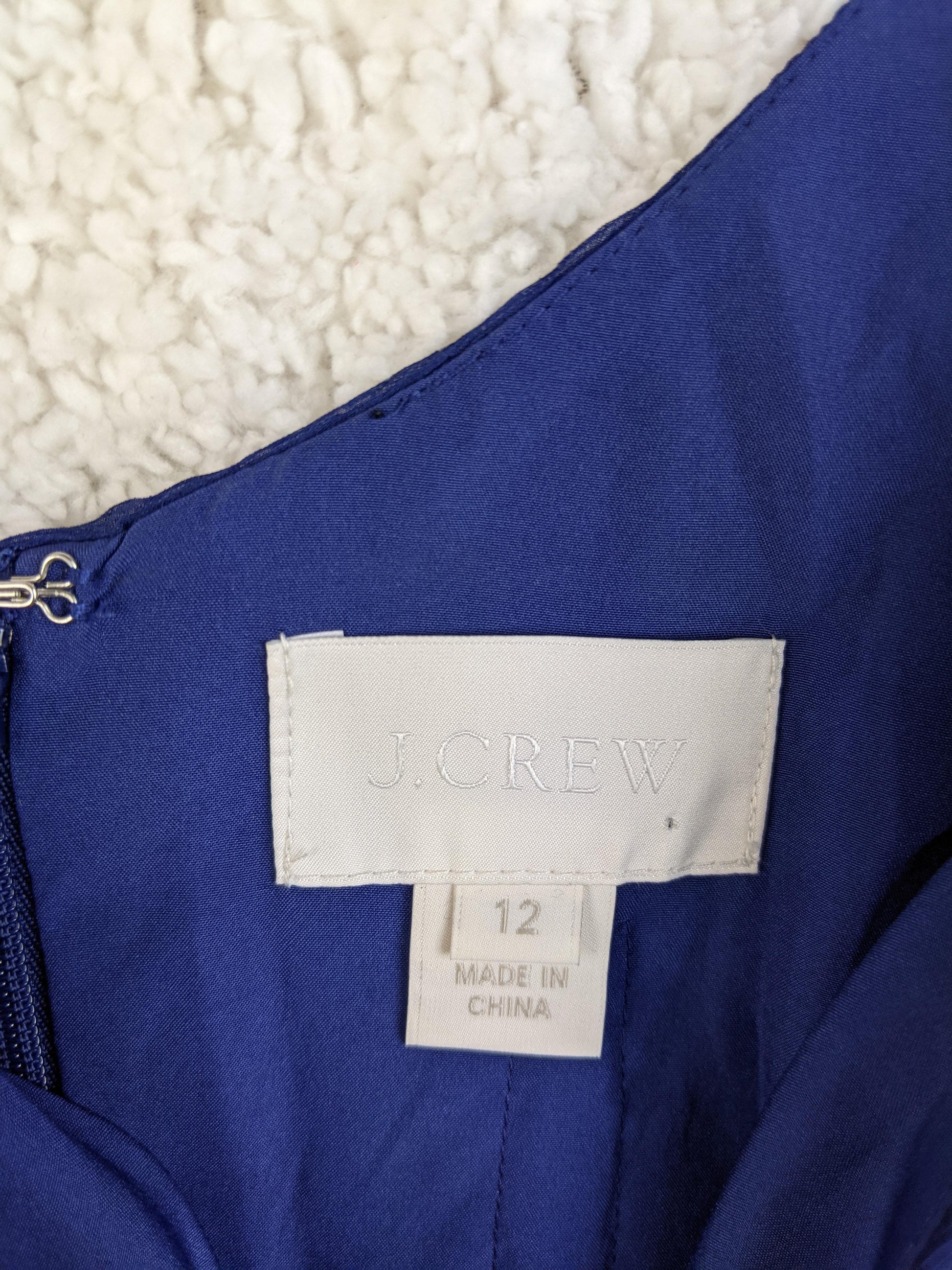 Close-up of J.Crew label showing size 12
