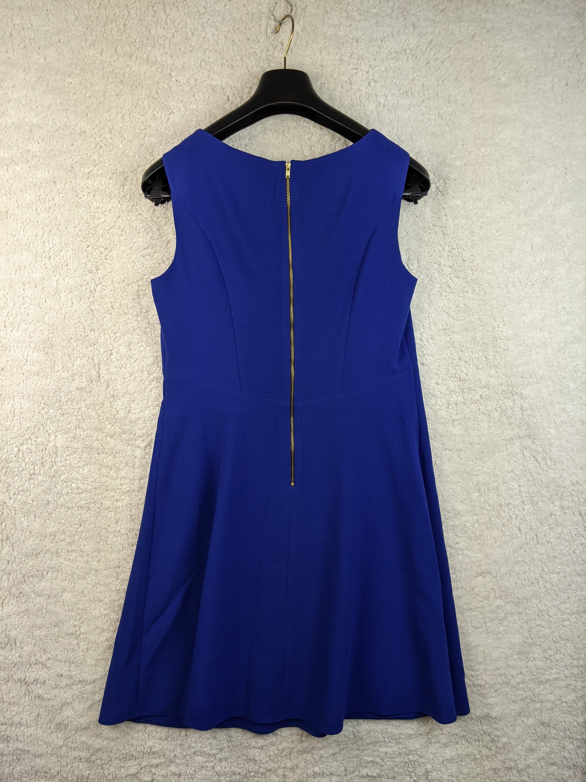 Back view of F&F royal blue sleeveless dress with zipper
