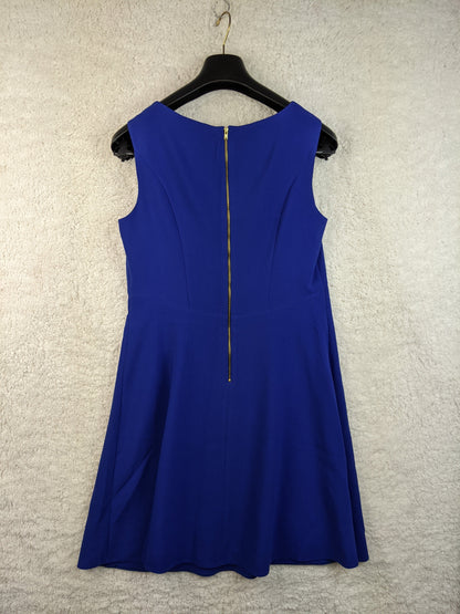 Back view of F&F royal blue sleeveless dress with zipper