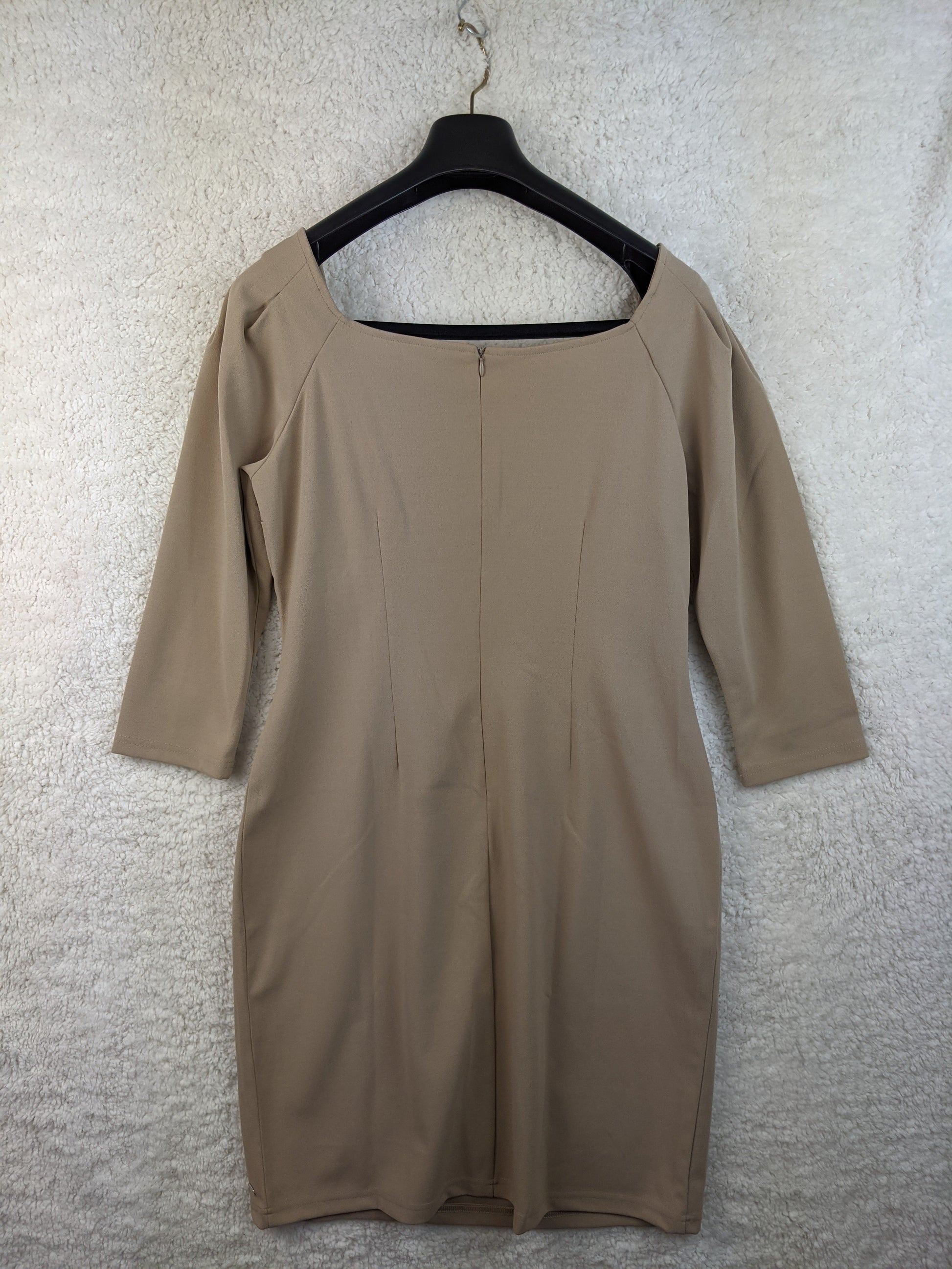 Back view of Angelle Milan beige bodycon dress