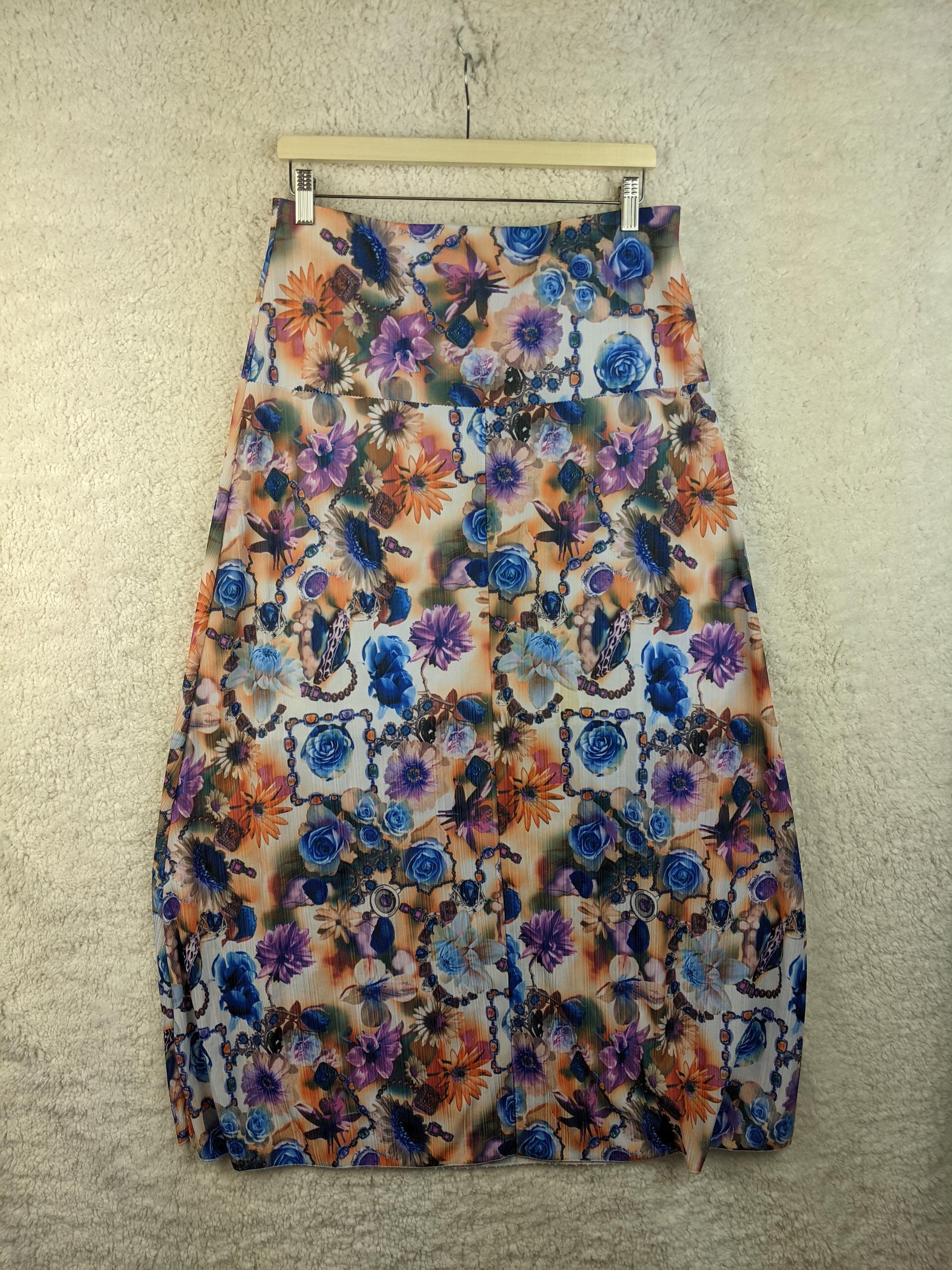 Back view of floral maxi skirt