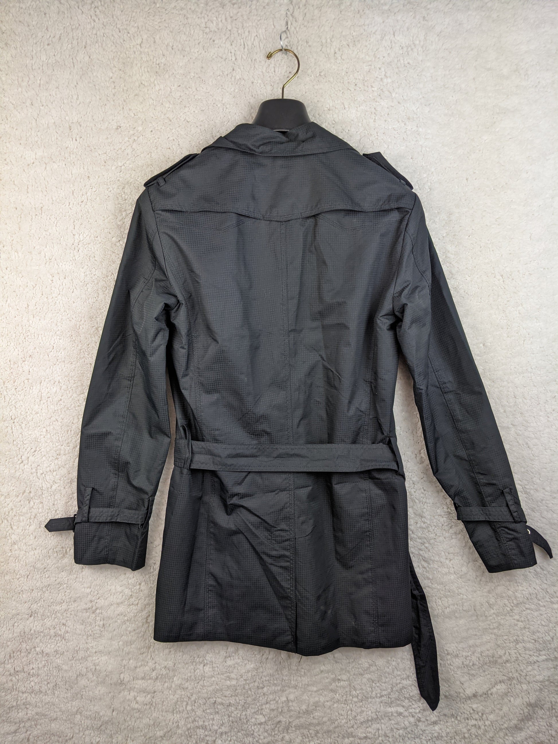 Back view of black trench coat