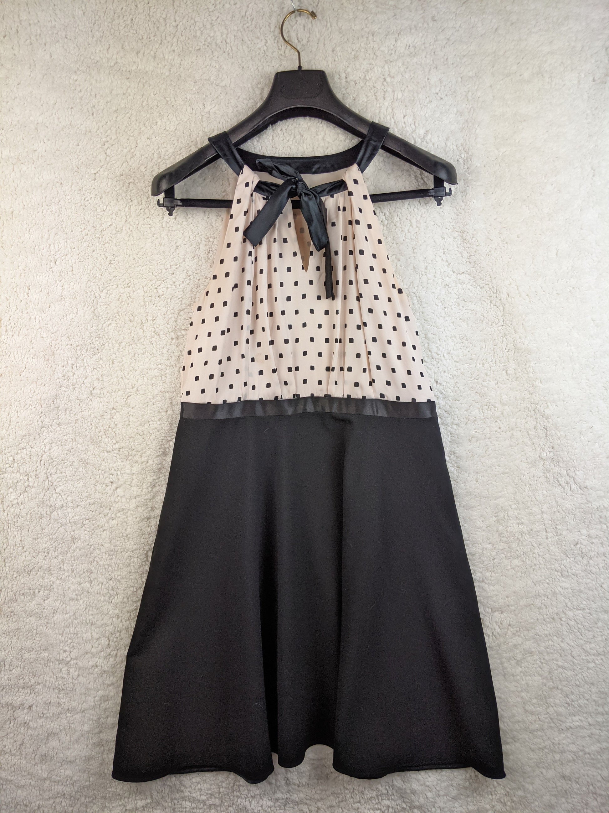Front view of Steps polka dot halter dress