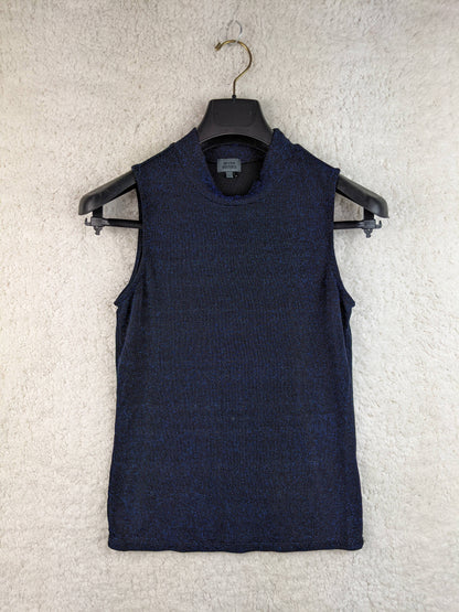 Front view of Seven Sisters blue sleeveless top