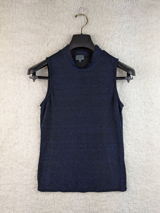 Front view of Seven Sisters blue sleeveless top