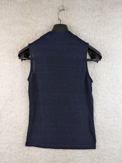 Back view of Seven Sisters blue sleeveless top