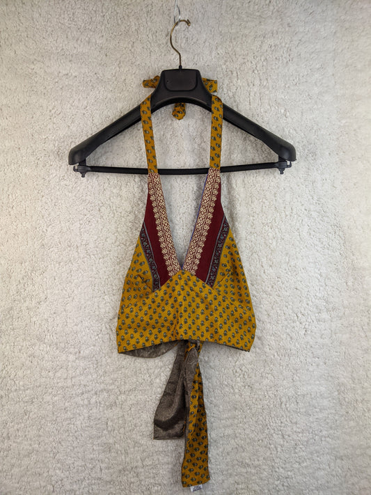 Front view of multicolor halter top