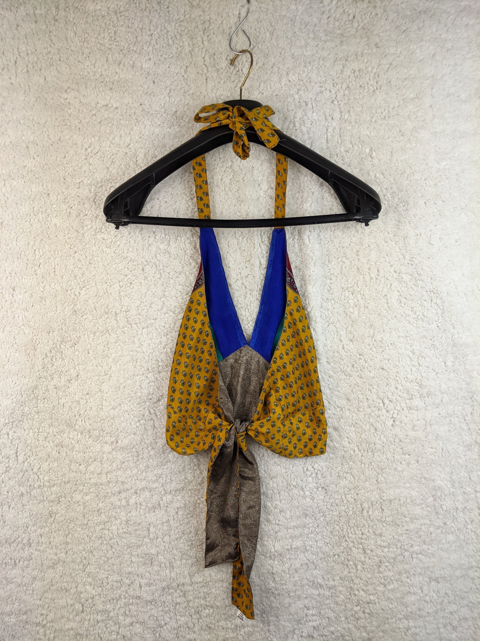 Back view of multicolor halter top