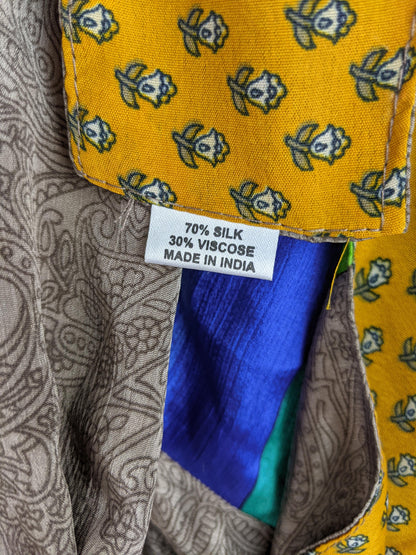 Close-up of tag showing silk blend material