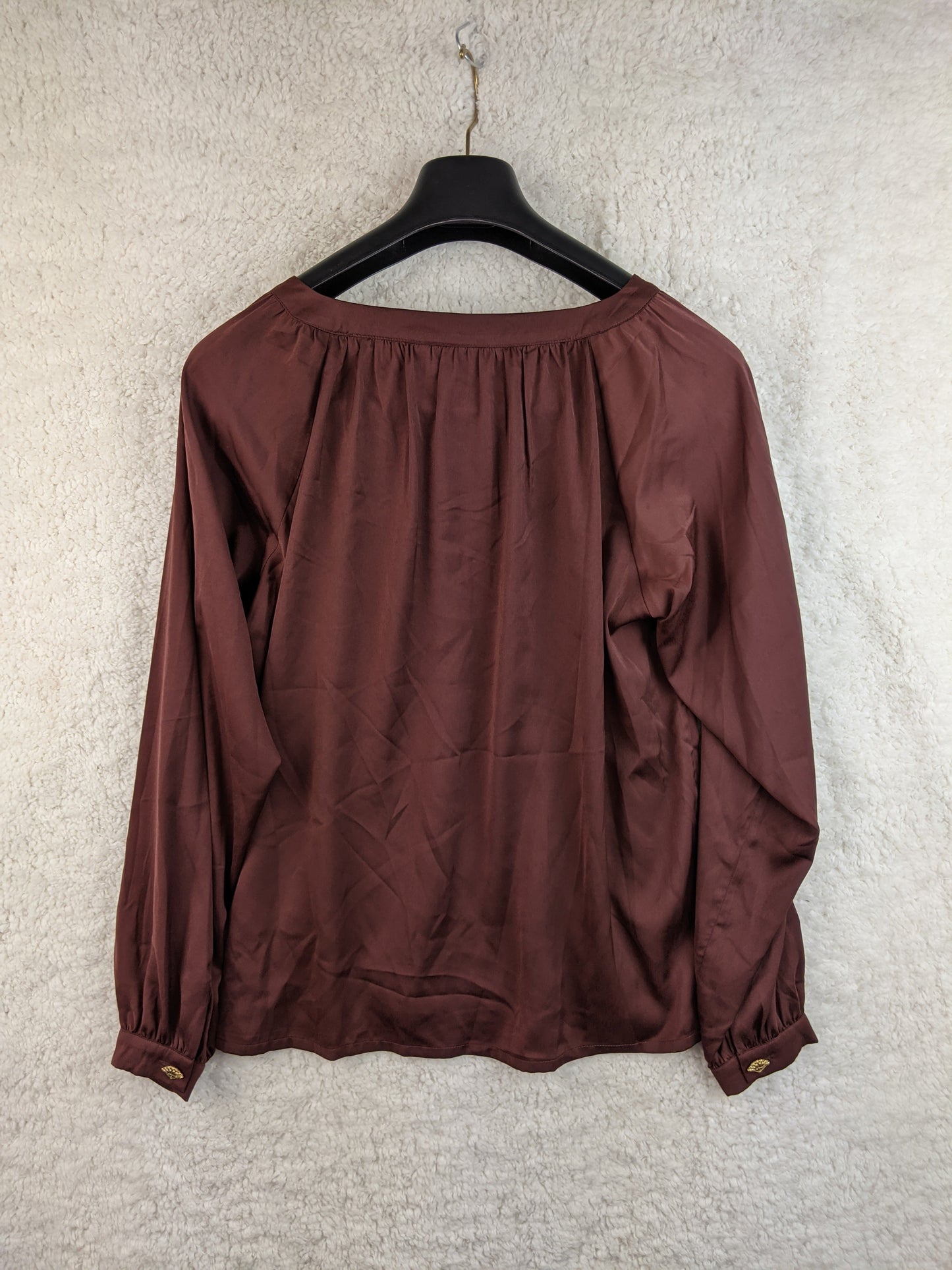 Back view of plum Fabienne Chapot blouse