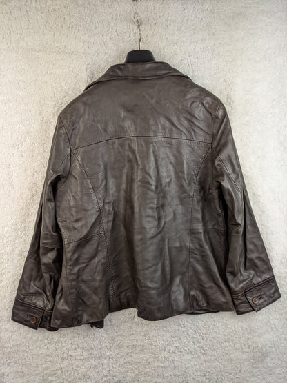 Back view of Arma vintage brown leather jacket