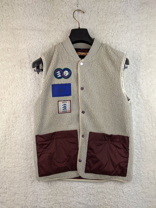 Front view of Scotch & Soda fleece vest with patches