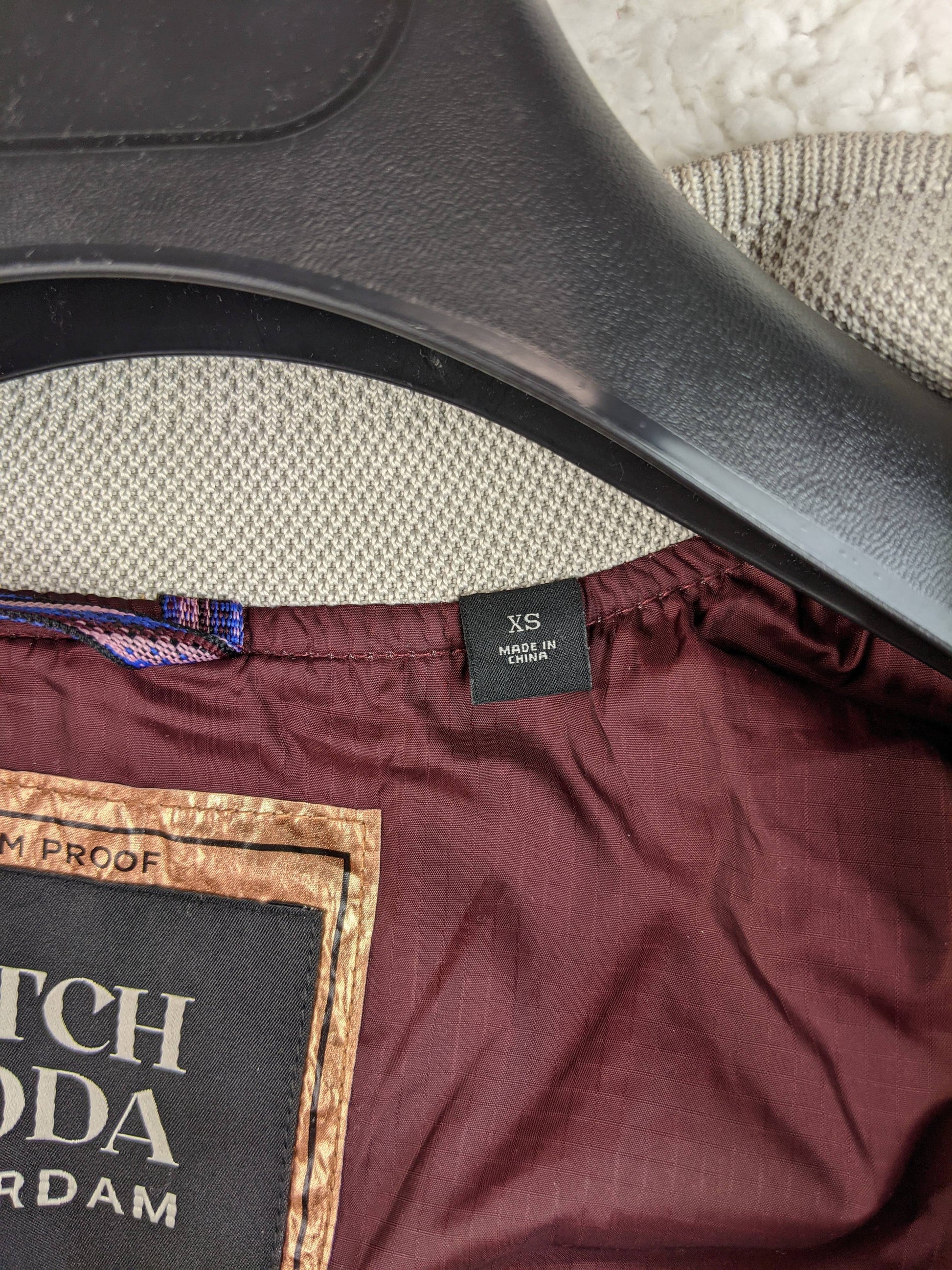 Size tag of Scotch & Soda vest showing XS