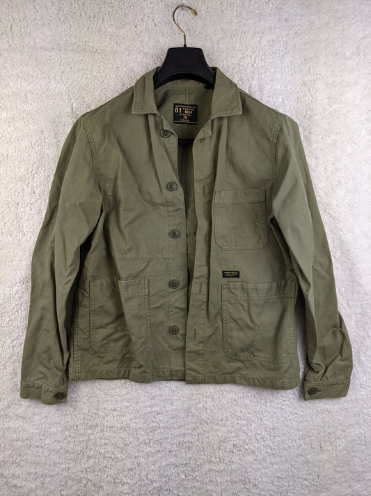 Front view of Superdry olive green workwear jacket