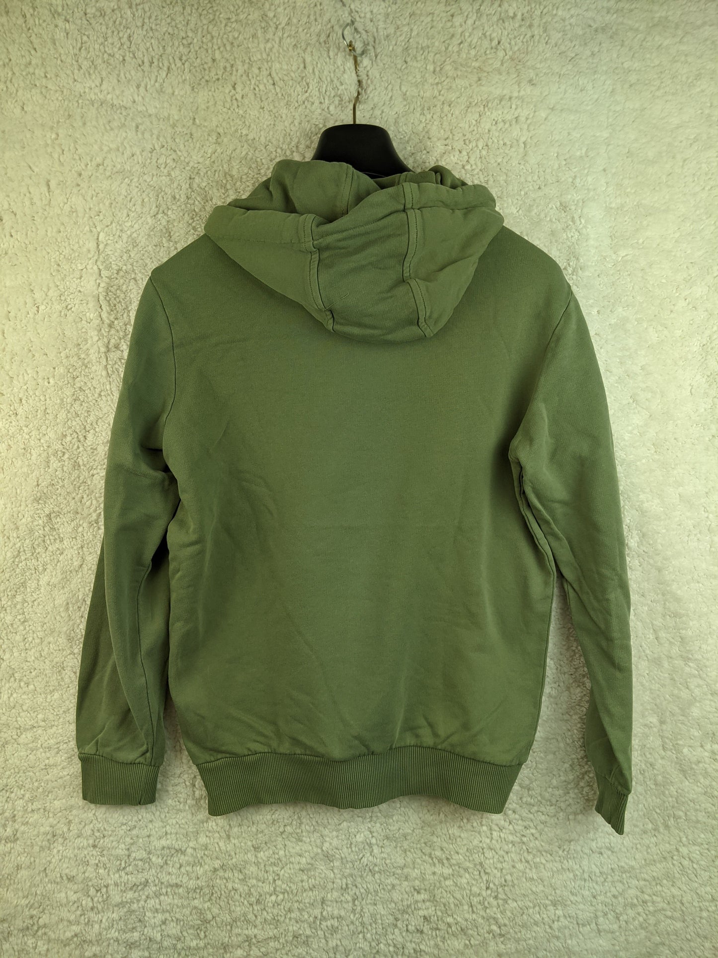 Olive green hoodie back view