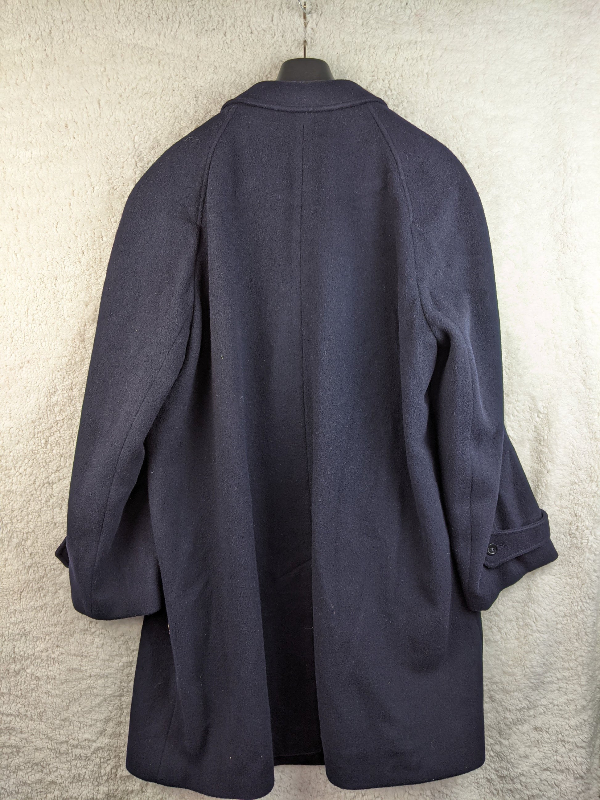 Back view of C&A navy wool coat