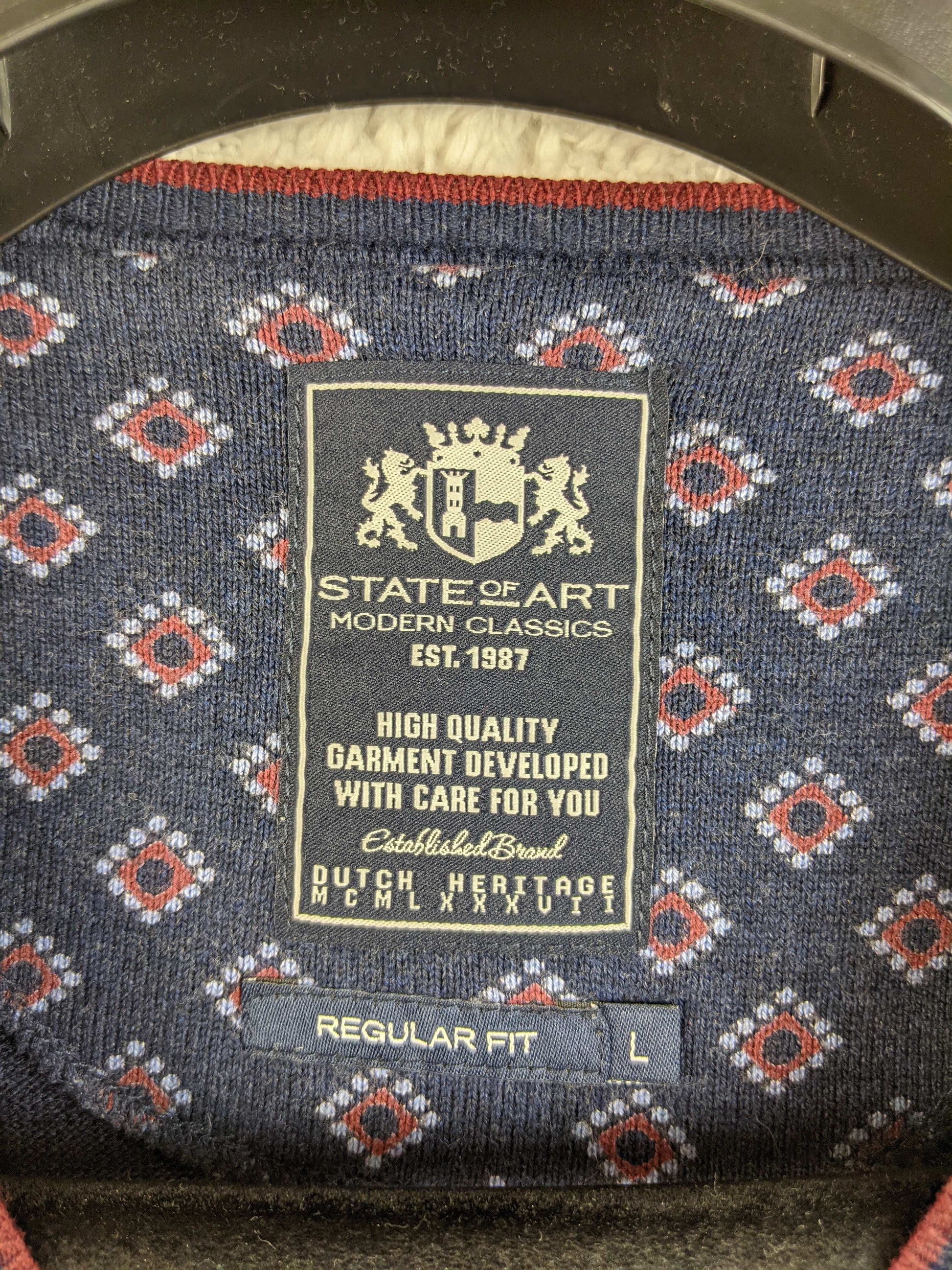 Close-up of sweater label