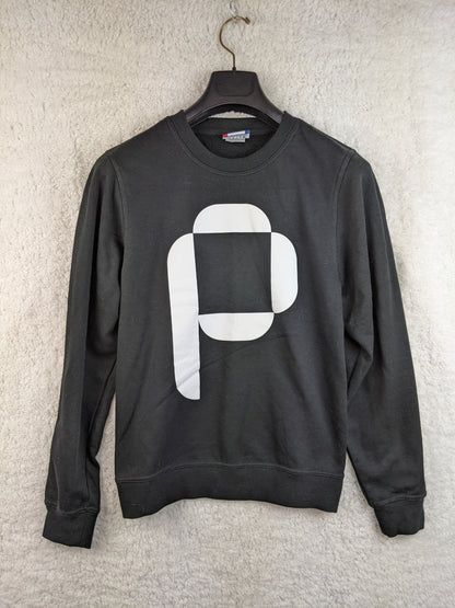 Front view of Clique black graphic sweatshirt