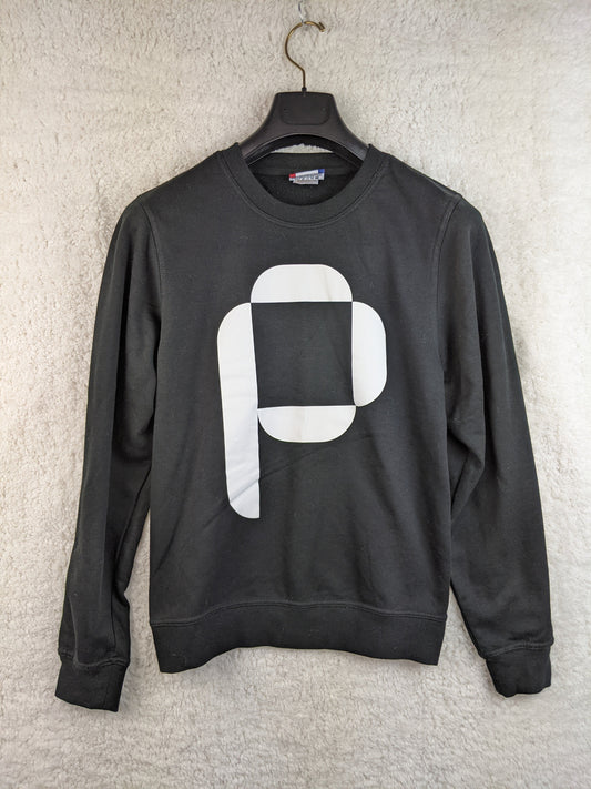 Front view of Clique black graphic sweatshirt